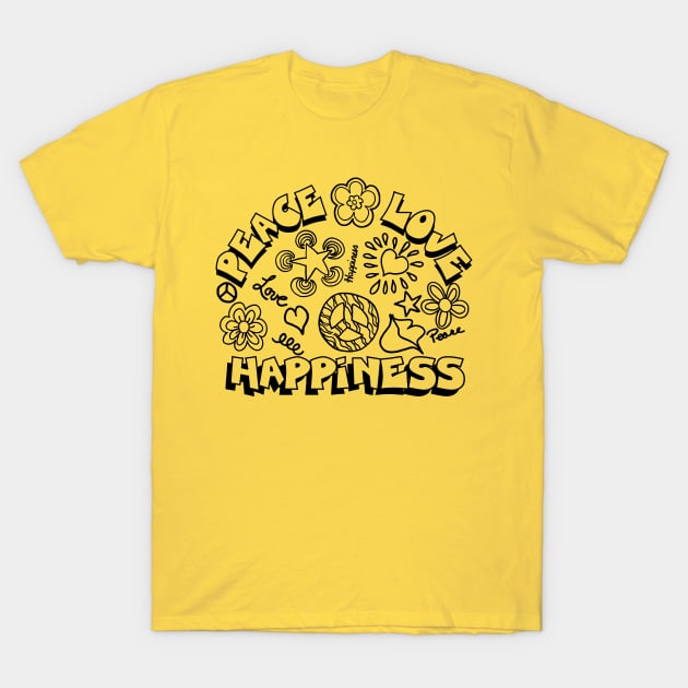 peace love happiness T-Shirt by binding classroom
